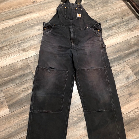 Carhartt Black Double Knee Overalls 42 x 34 Semi Distressed. 
great look - Picture 9 of 11